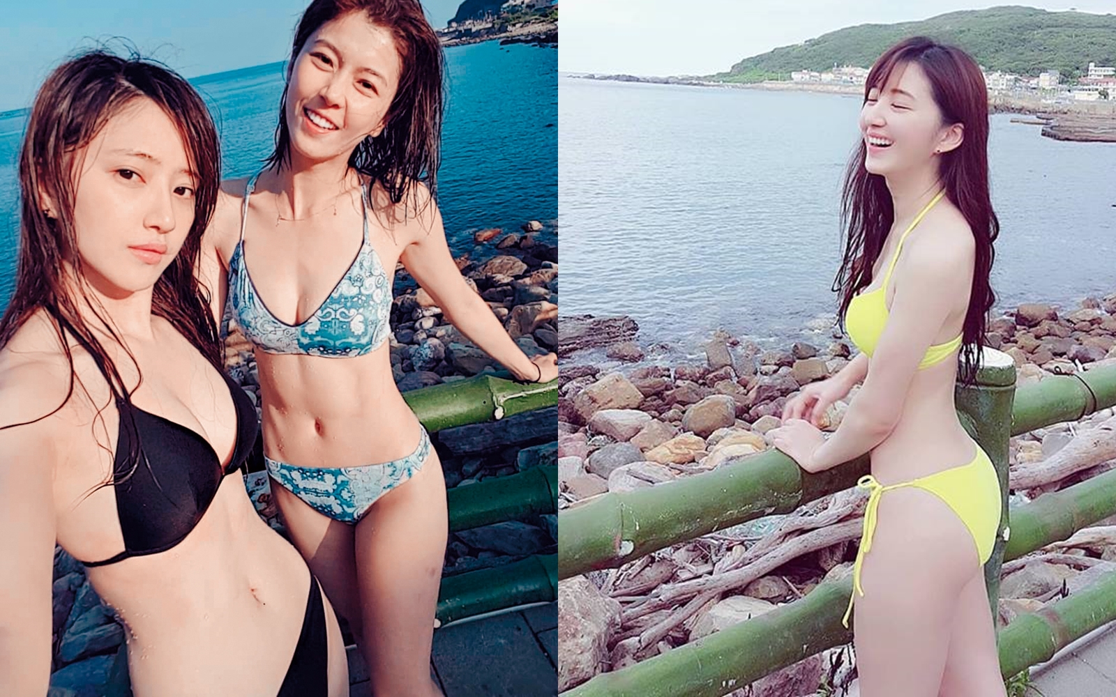 謝翔雅（右圖，左圖左）常在臉書分享美照，也是位有號召力的網紅。（翻攝自謝翔雅臉書）