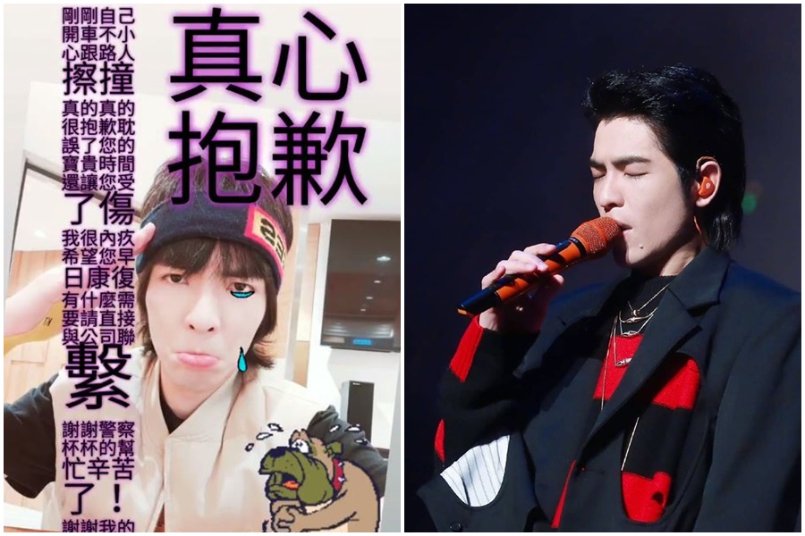 平常都有司機接送的老蕭，今天難得自己開車出門。（翻攝自蕭敬騰臉書、IG）