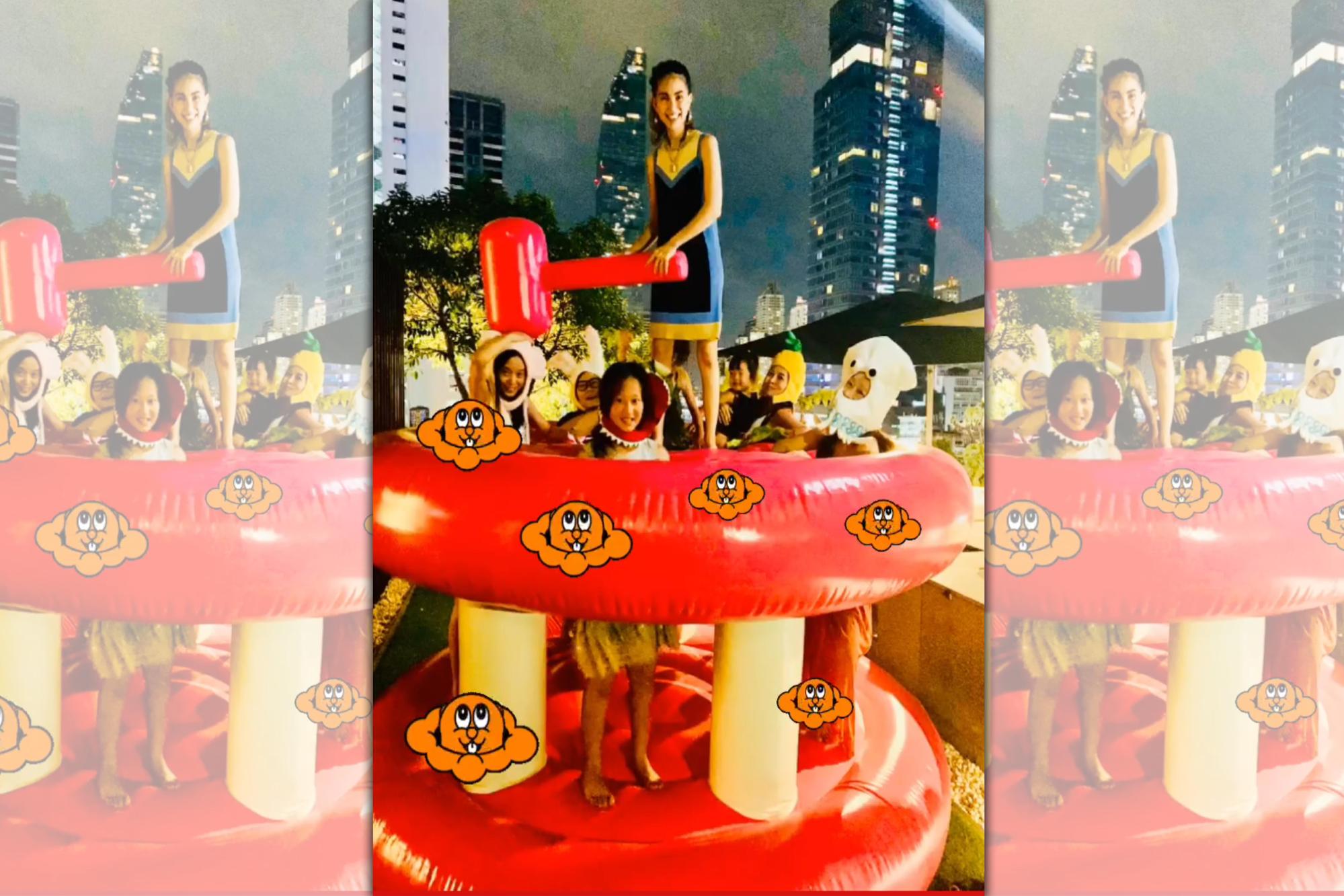 昆凌今po出一群姊妹幫她慶生的照片,意外曝光女兒Hathaway的正面照。(翻攝自昆凌IG)