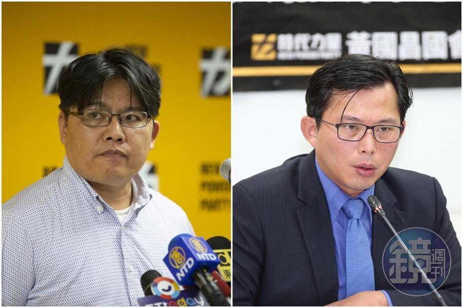 已請辭的時力主席邱顯智（左）傳出日前曾向黃國昌（右）主動表態願意代表時力參選該區立委，不過並不被黃所接受。