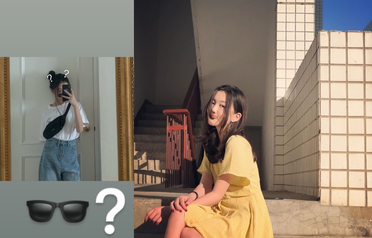 王菲愛女李嫣因為奇特的戴墨鏡方式引起網友討論，成為熱門話題。（合成自李嫣IG）