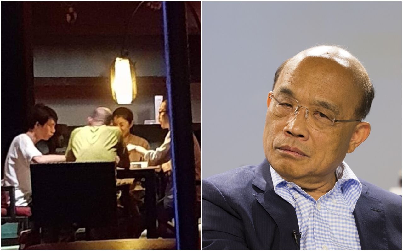 對於韓國瑜質疑有國家機器跟蹤等，蘇貞昌（右圖）強調「國家機器很忙，沒時間搞他啦！」（翻攝自林智鴻臉書／本刊資料照）