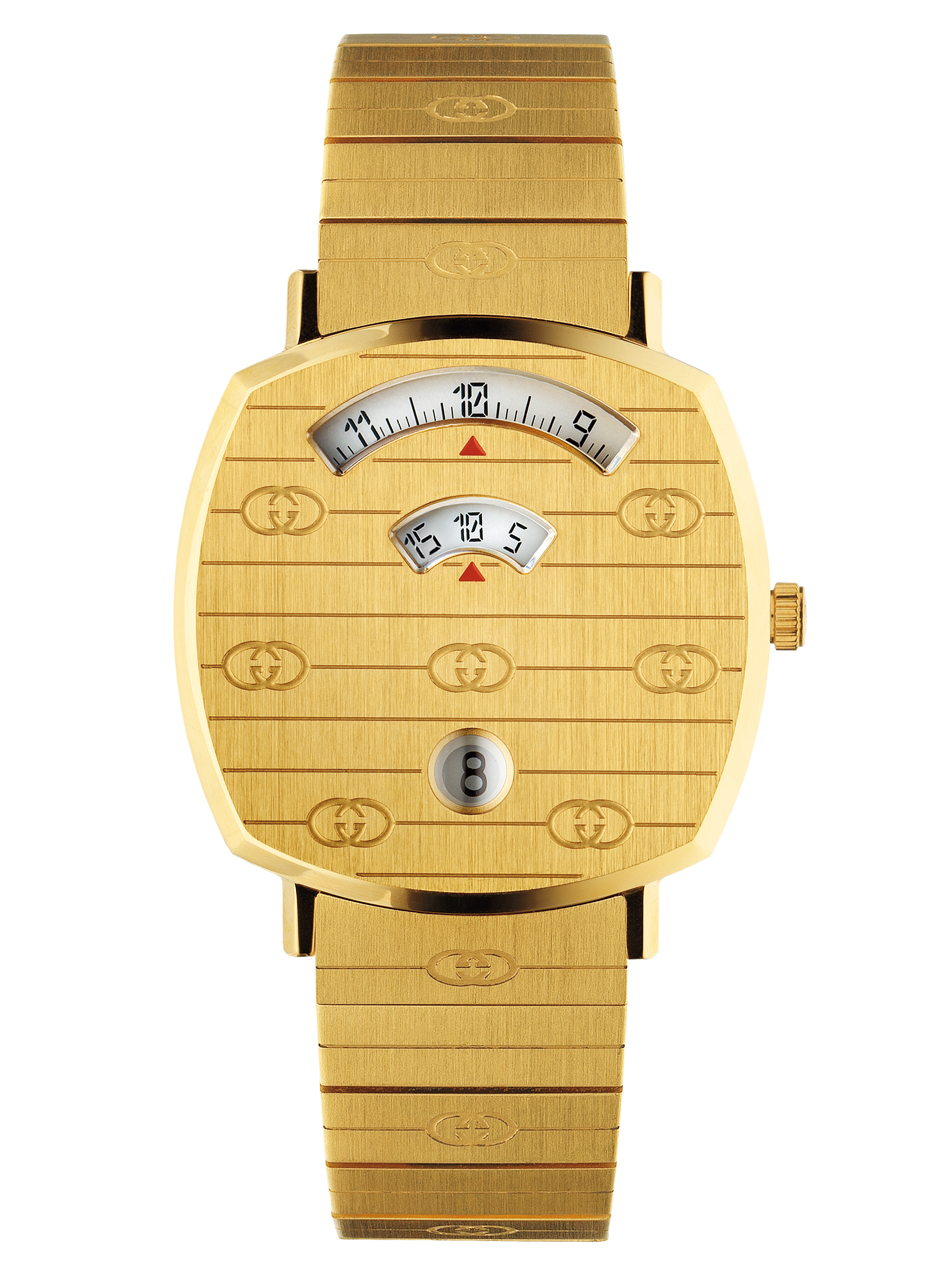 GUCCI金色Grip腕錶，NT$56,000（GUCCI提供）