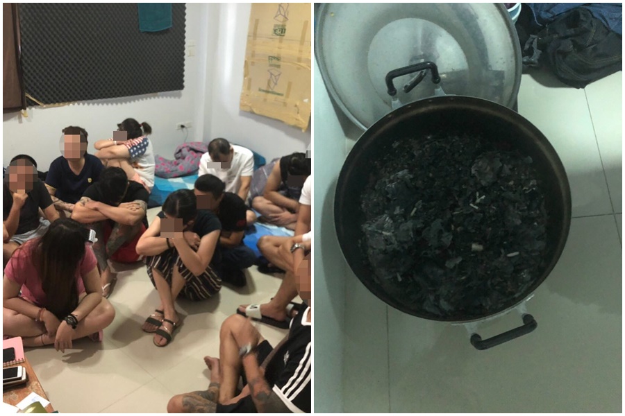 嫌犯將證據丟入鐵桶焚燒，企圖滅證。（翻攝畫面）