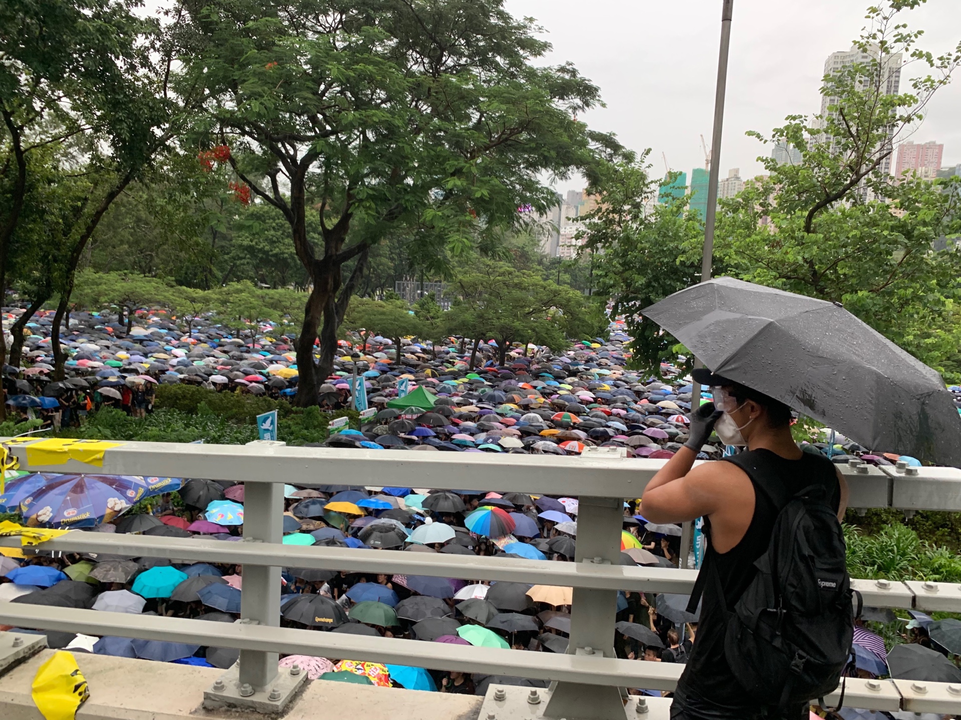 818香港集會外溢人潮演變為大遊行，百萬人的傘陣壯觀感人。