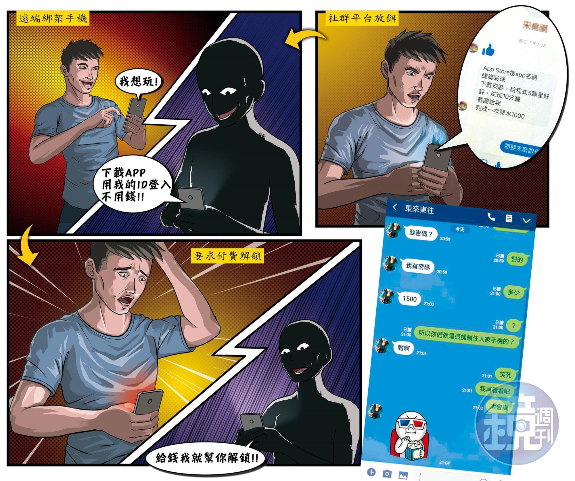 詐騙集團以遊戲或情色影片,引誘iPhone用戶登入不明ID,再以「尋找我的iPhone」功能綁架手機,藉此要求解鎖費。