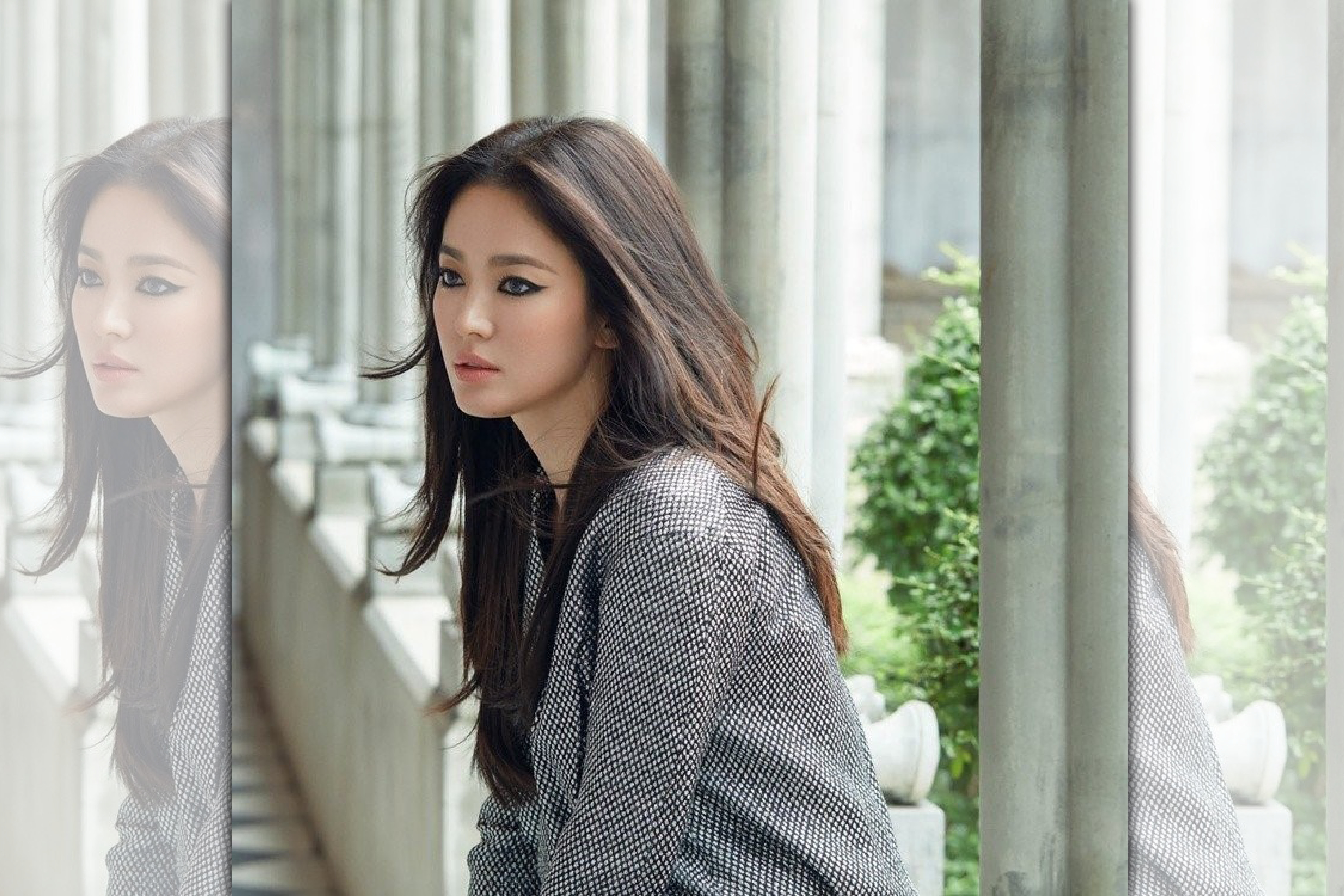 宋慧喬戴瞳孔放大片、畫超濃煙燻妝，與過去的淡妝模樣差別頗大。（翻攝自Naver）