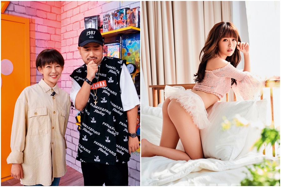 上月初阿樂（左圖左，右圖）上《Game什麼東西》演出短劇，女扮男裝和阿達上演BL劇，兩人還手牽手小親密接觸。（左圖狼谷競技台提供、右圖（翻攝自《FHM》）