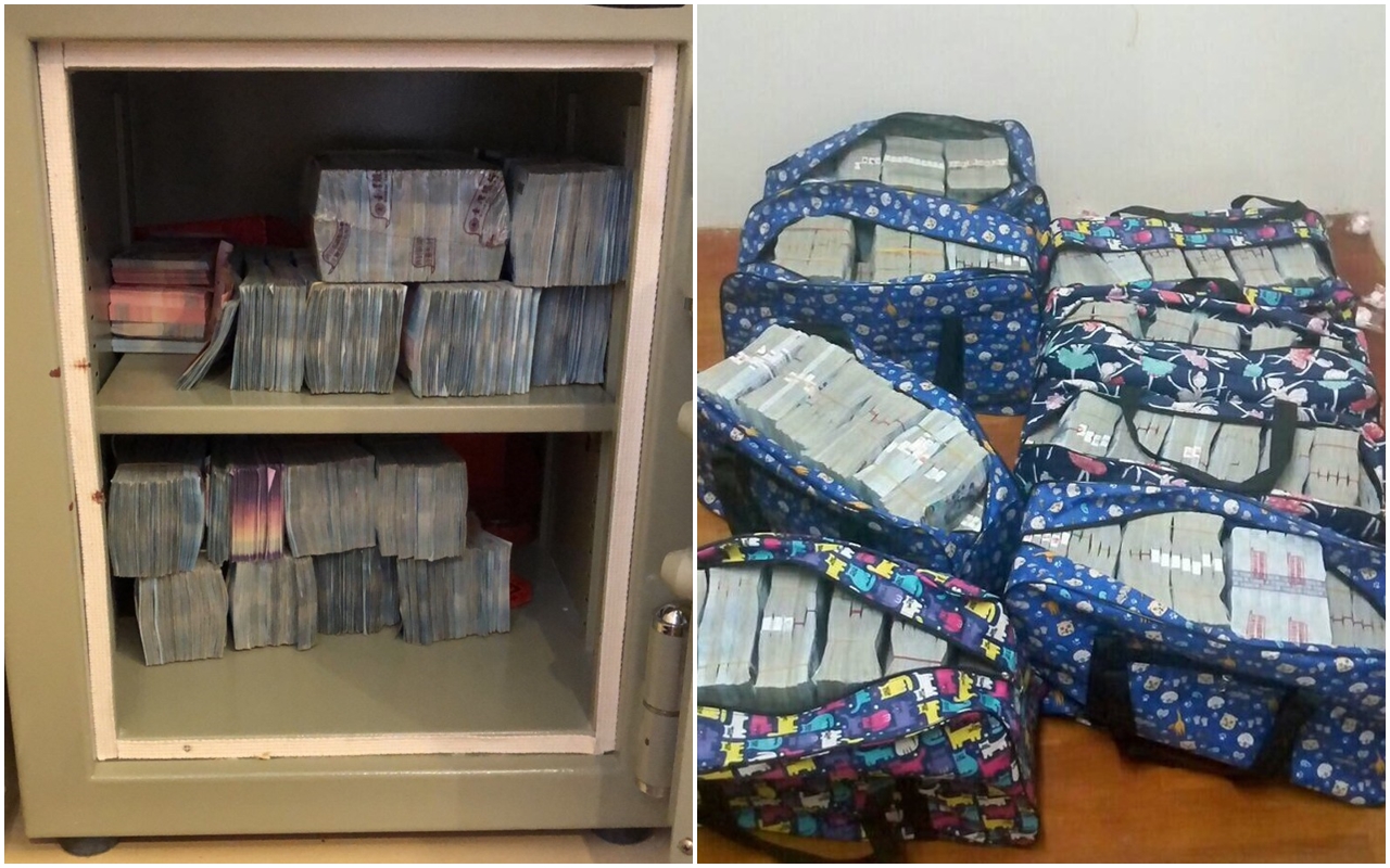 吳姓台商與陳姓妻子涉及地下匯兌，檢警在陳女大埔鄉娘家中查獲2.4億現金「小金庫」。（翻攝畫面）