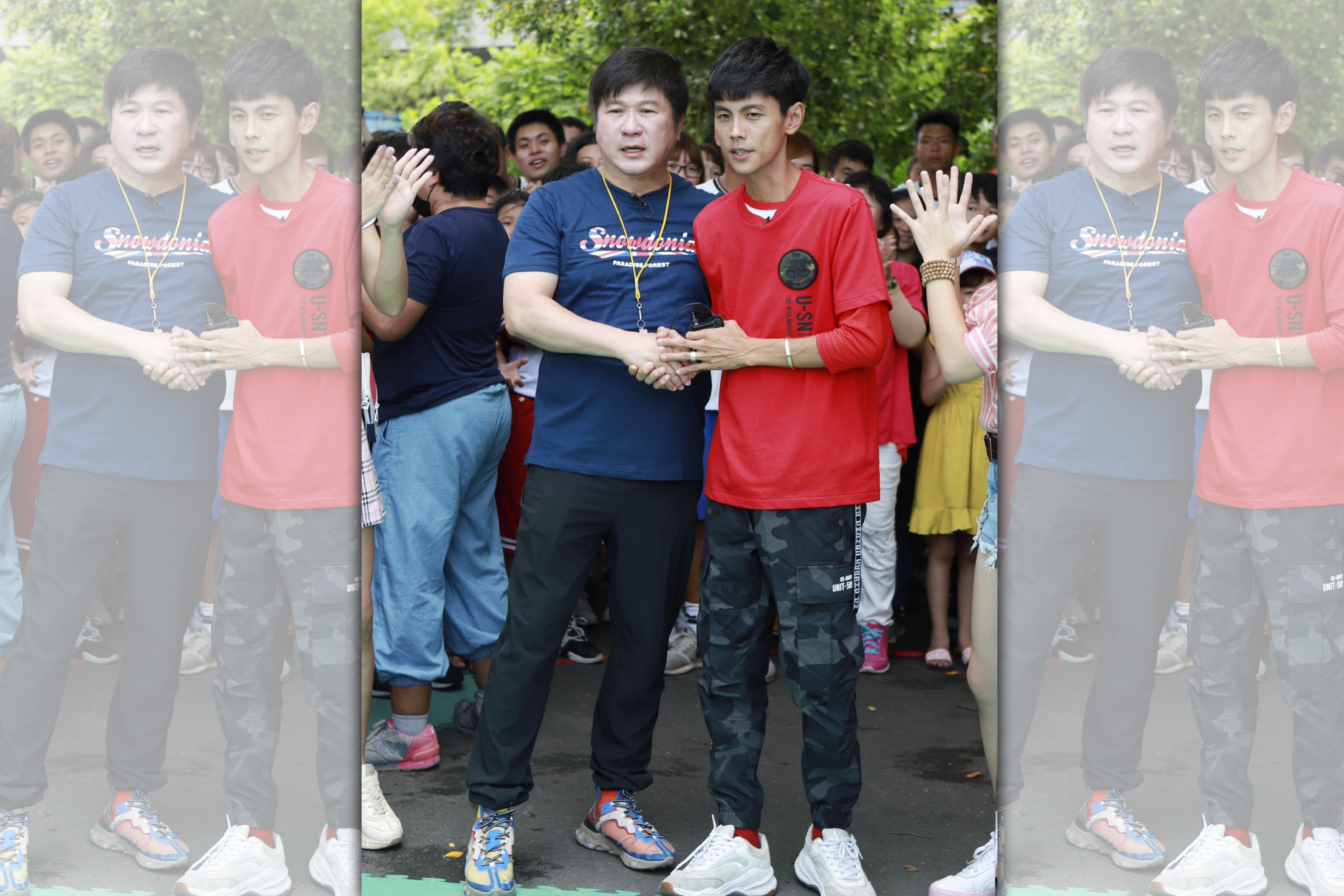 民視《綜藝大集合》今天來到宜蘭縣冬山鄉「進興宮」外景，阿翔接受媒體聯訪。（民視提供）