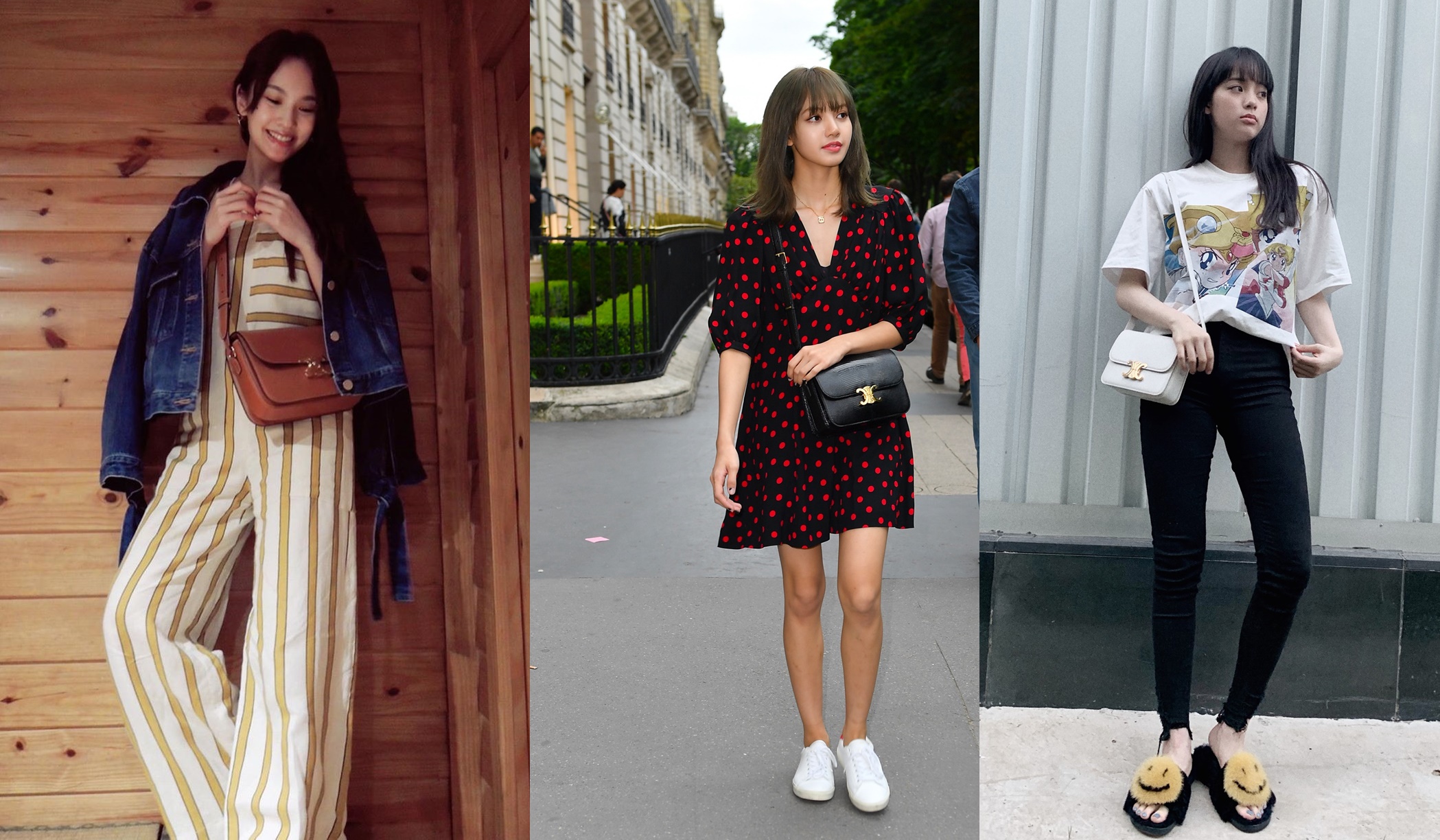 楊丞琳（左起）、Lisa、歐陽娜娜都是TRIOMPHE粉絲。（CELINE提供）