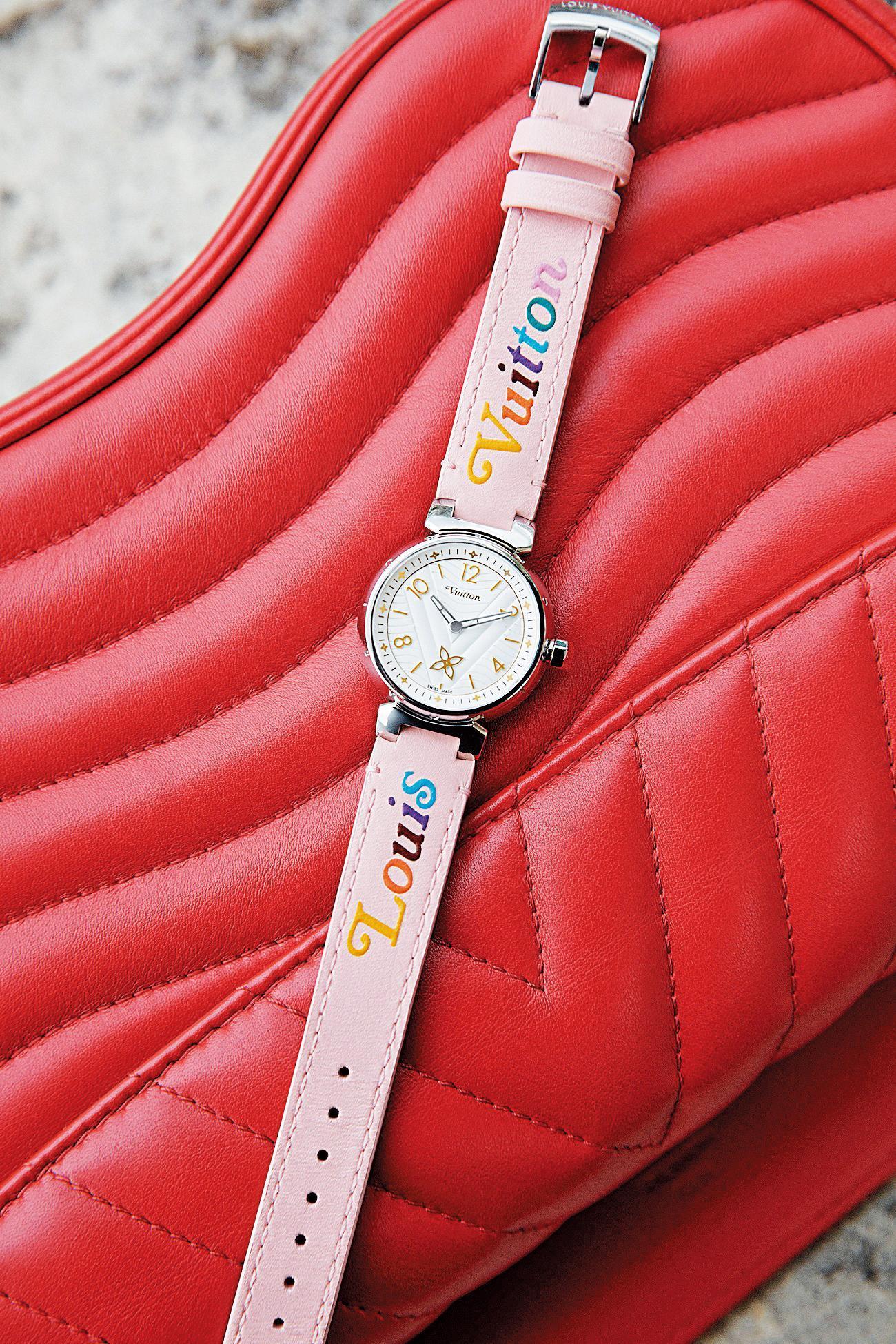 Tambour New Wave白色皮革彩虹版錶帶腕錶 NT$105,000～NT$146,000
