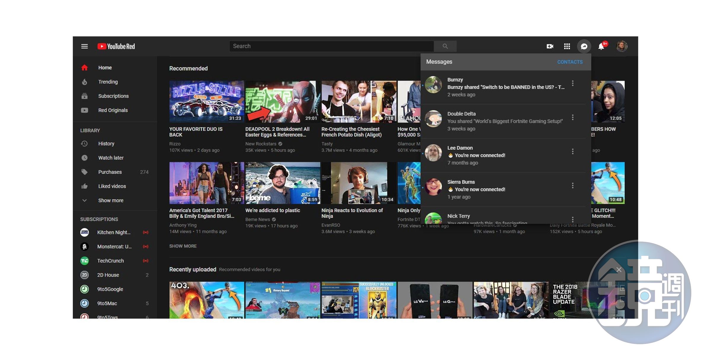YouTube Direct Message 要雙方成為朋友後才可以使用。（翻攝 9to5google）