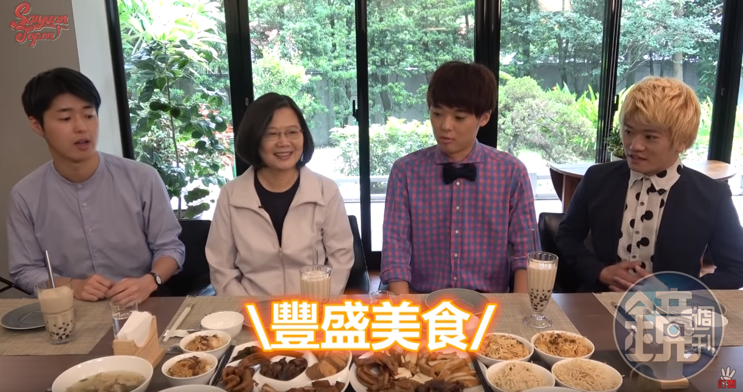 桌上滿滿都是台灣美食，包括滷味、魯肉飯、乾麵、四神湯、肉包、排骨湯、粽子等小吃。（翻攝YouTube頻道「三原JAPAN Sanyuan_JAPAN」）
