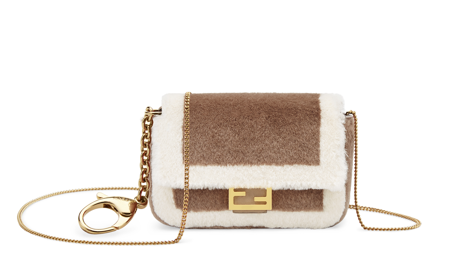 貂毛材質的FENDI Nano Baguette_brown mink,NT$39,000。(FENDI提供)