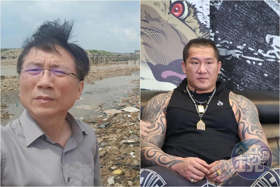 桃園市議員詹江村（左）指控館長（右）販賣的雞胸肉廣告不實，雙方隔空交火。（左圖翻攝自詹江村專頁臉書）