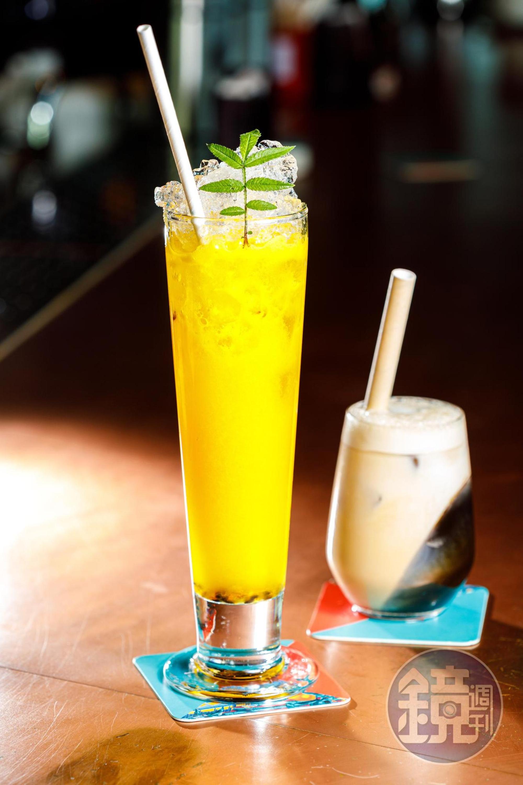 加入自製仙草凍的「CE LA VI仙草凍奶酒」及芒果百香果的「Tiki DonDon」。（各400元／杯）