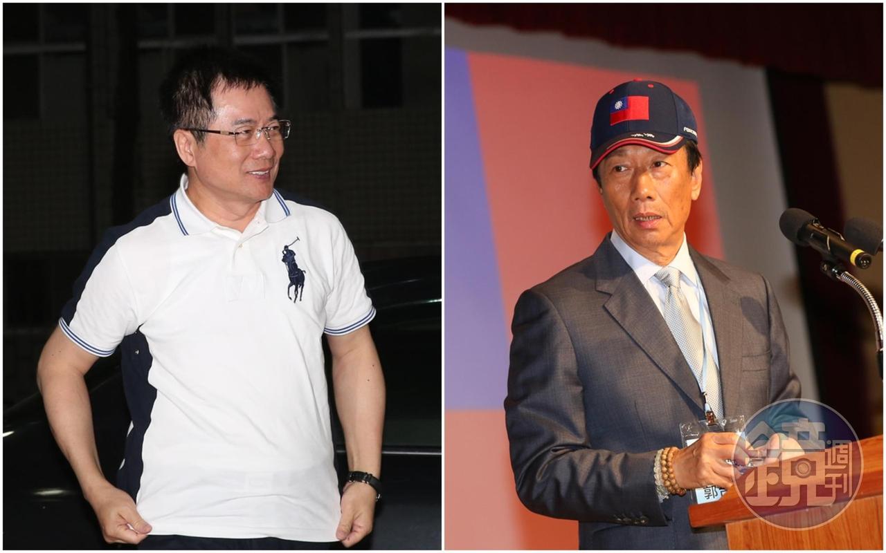 國民黨前立委蔡正元（左）於臉書po文分析，列出郭台銘（右）能不能參選的3大關鍵，分別為韓國瑜、柯文哲及美中。