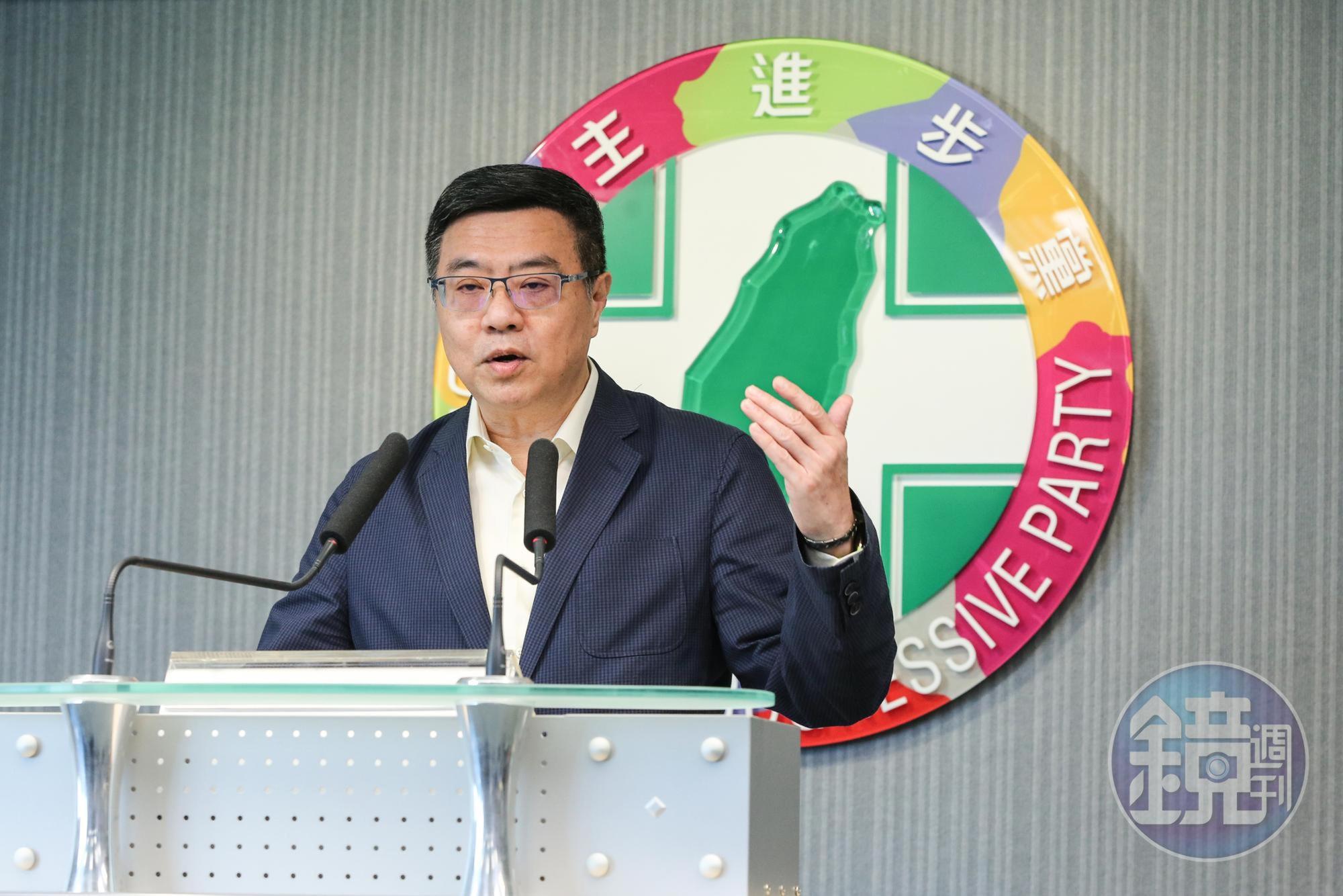 民進黨主席卓榮泰對立委徵召程序進行說明。