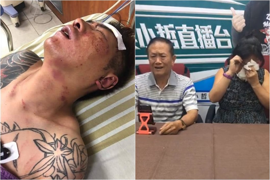 吳小哲（左圖）的爸爸和表姊昨深夜開直播，淚訴吳小哲傷勢慘況。（合成照片，翻攝臉書）