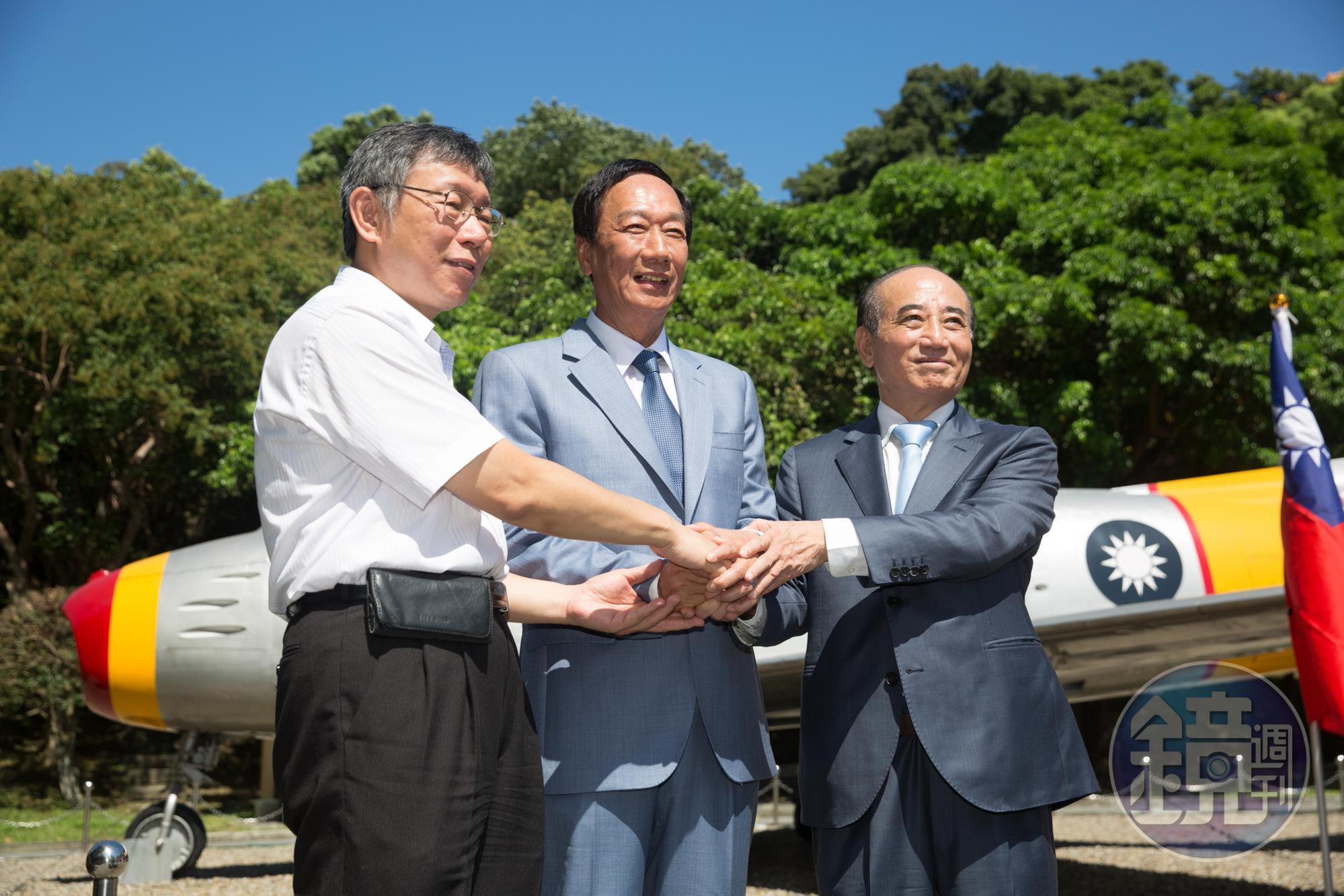 柯文哲、郭台銘、王金平結盟態勢明顯，外界紛紛揣測郭參選的時間點。