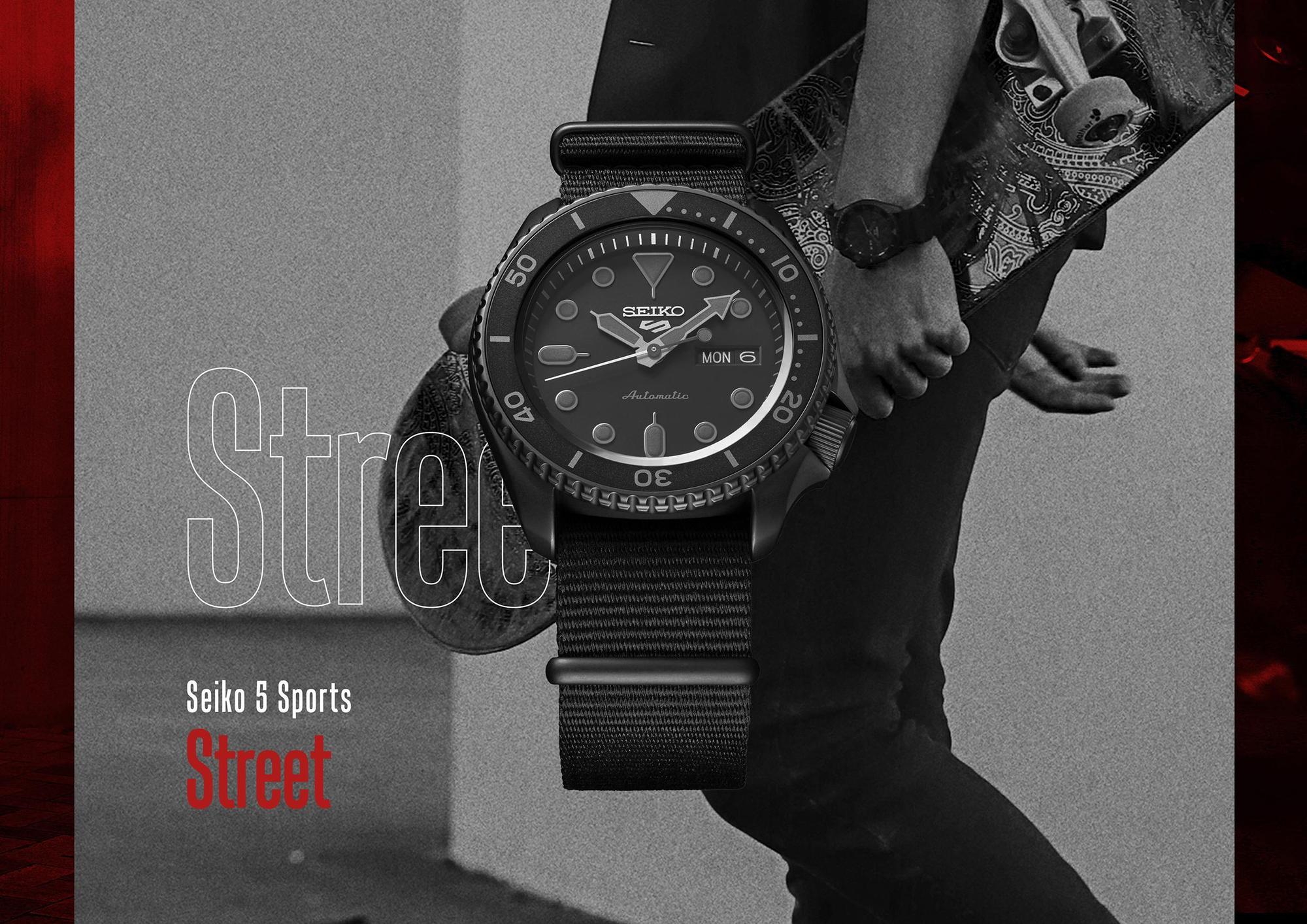 SEIKO 5不潮？看看這款「街頭潮流」主題的SRPD79K1，全黑調配上NATO帶，超帥！定價NT$10,300。