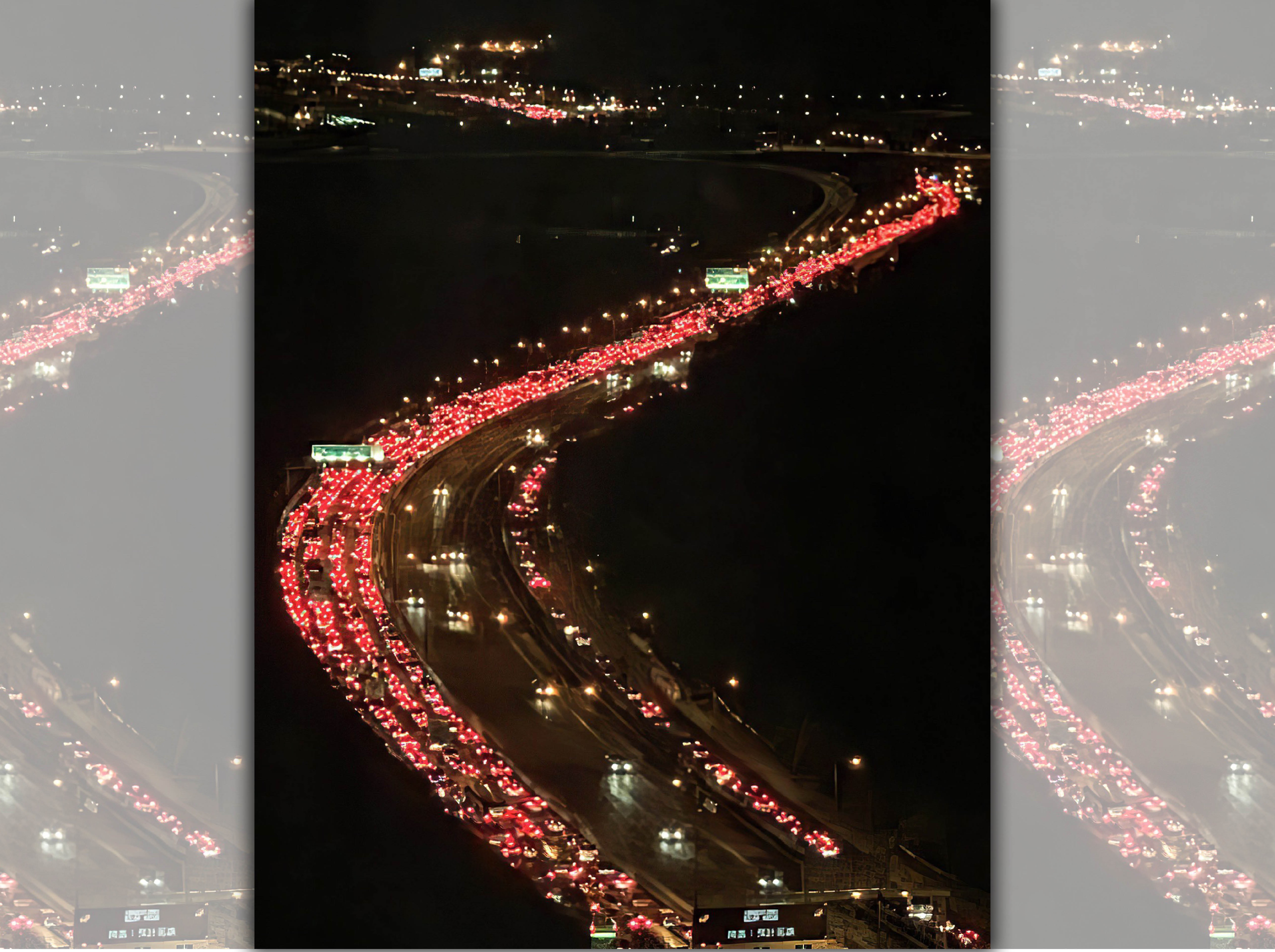 香港有超過五千台私家車自發前往機場接送示威者，被網友感動封為港版「敦克爾克大行動」。（翻攝自@Hker75931672推特）