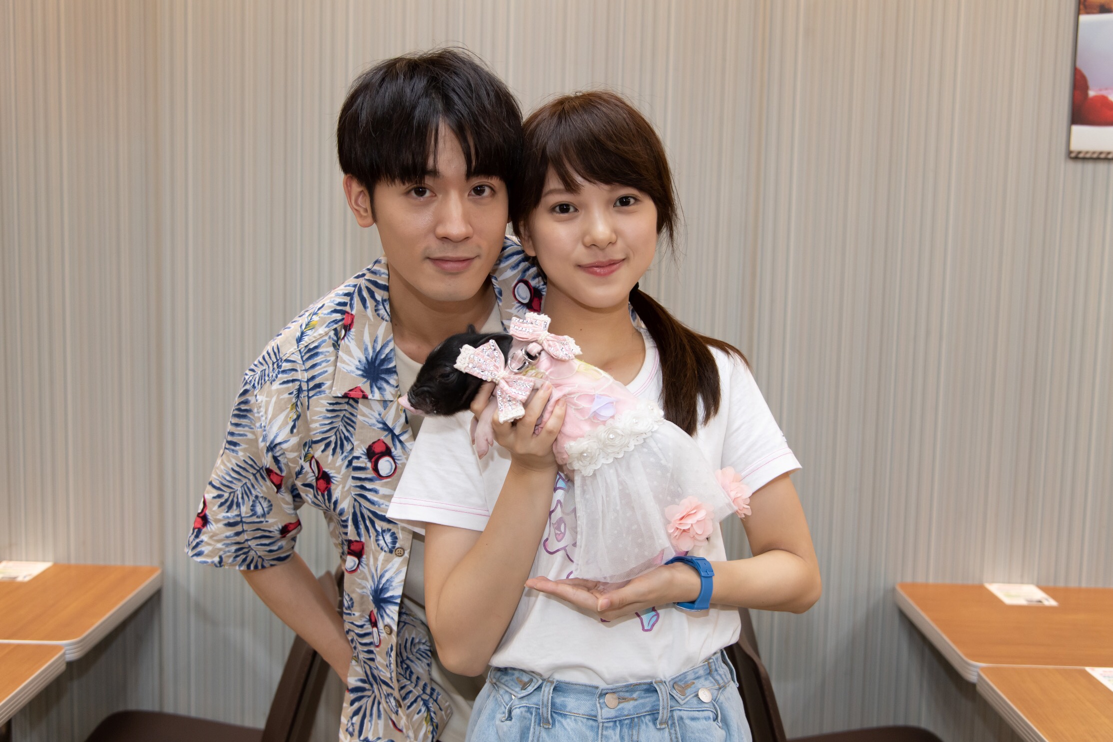 吳思賢、項婕如兩人不停逗著豬豬玩想拉攏感情。（三立提供）