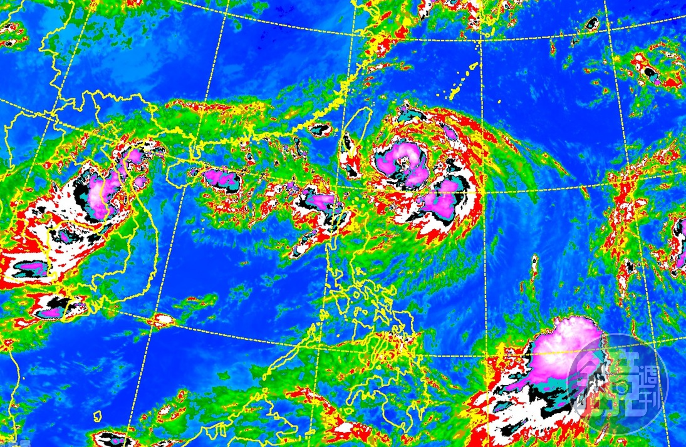 受颱風外圍環流影響，今（4日）北部有零星降雨，而南部則要慎防豪雨。（翻攝中央氣象局）