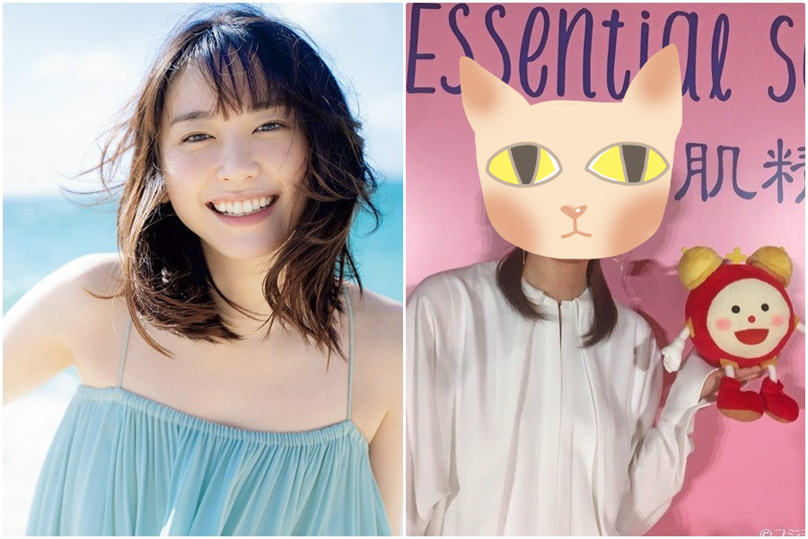 新垣結衣日前出席代言活動，俏臉腫成「麵龜」的劣化照引發網友熱烈討論。（翻攝自日網）