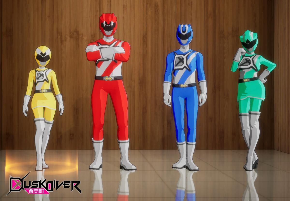  《Dusk Diver 酉閃町》家用主機版發售時將會附贈遊戲造型特典，圖為D-Rangers服裝。（傑仕登提供）