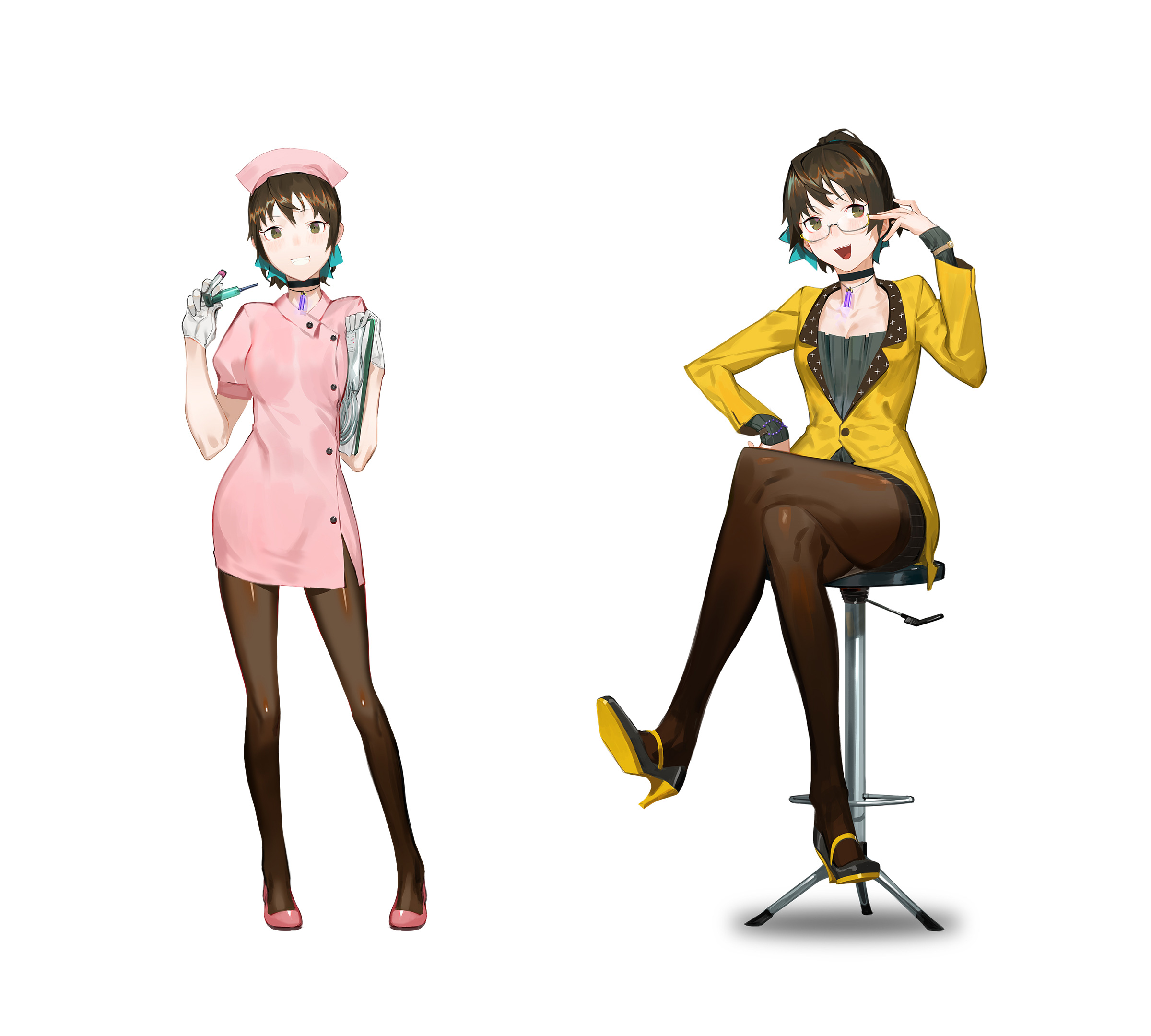 限定版附贈的「白衣天使服裝」「新聞主播服裝」（傑仕登提供）