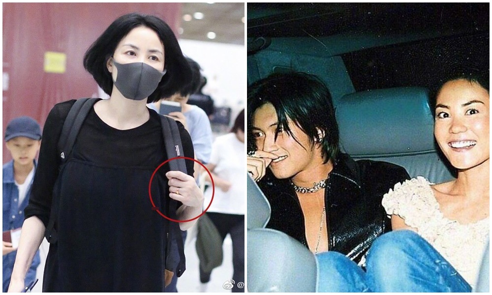 王菲日前被拍到左手無名指上多了個戒指。(翻攝自新浪微博、飯圈阿姨微博)