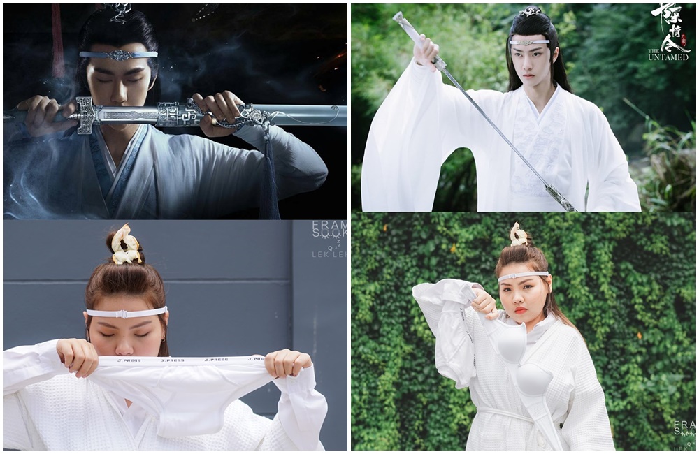 網紅Sine Benjaphorn是這樣扮王一博的。（翻攝自IG@framsook_lek_lek）