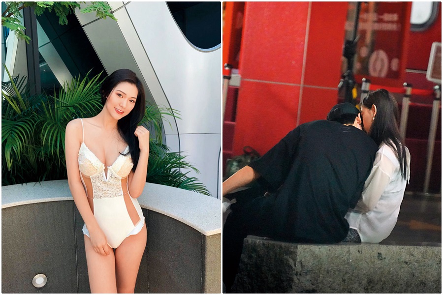 9月1日　04：34　黃宏軒跟陳亮君和友人道別後，走到信義威秀的中庭椅子坐下終於忍不住濃濃愛火，猛啾男友的臉蛋。