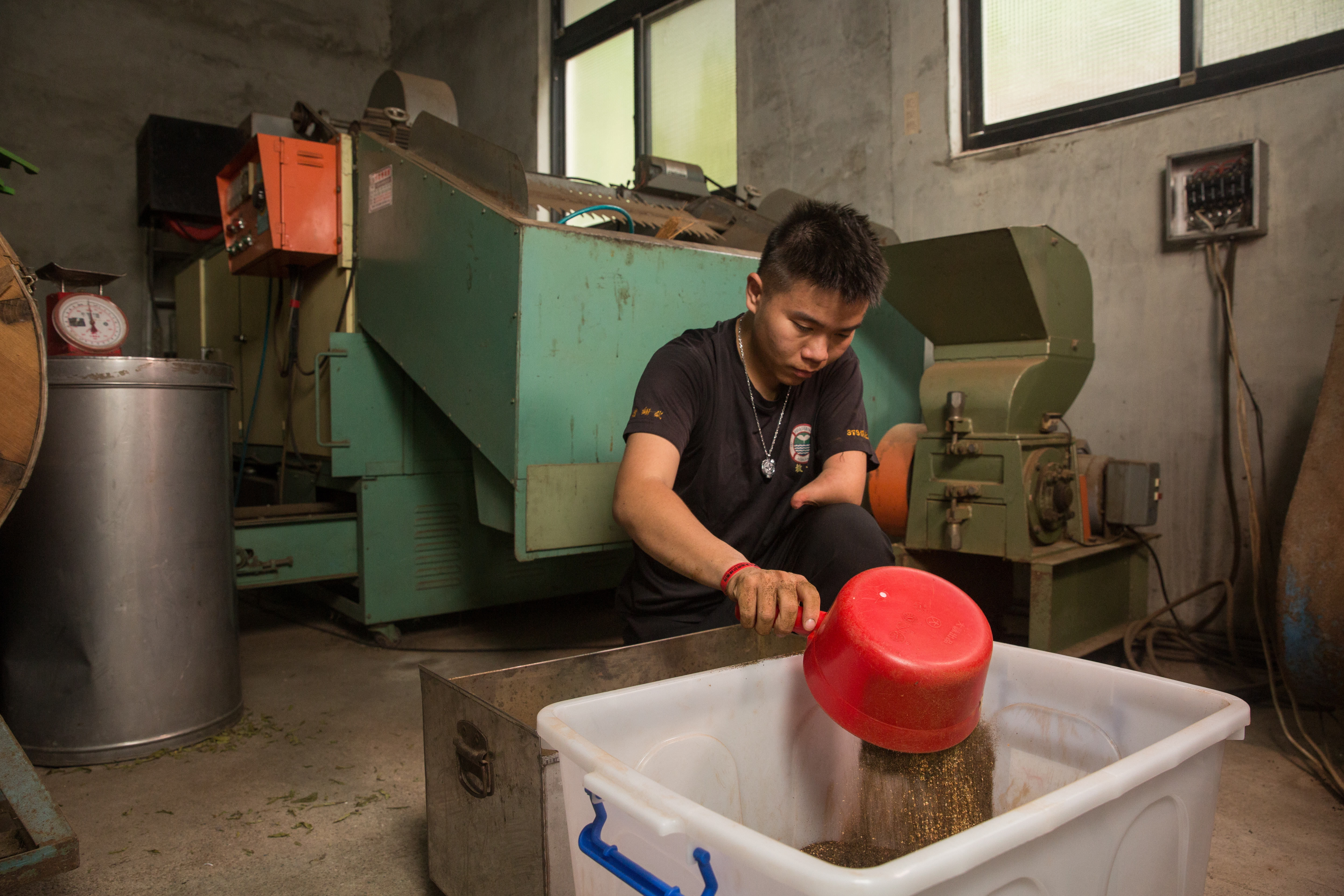詹翔欽在老茶廠裡思出路，決定創業做檸檬茶包，閒置已久的製茶機器又運轉起來。