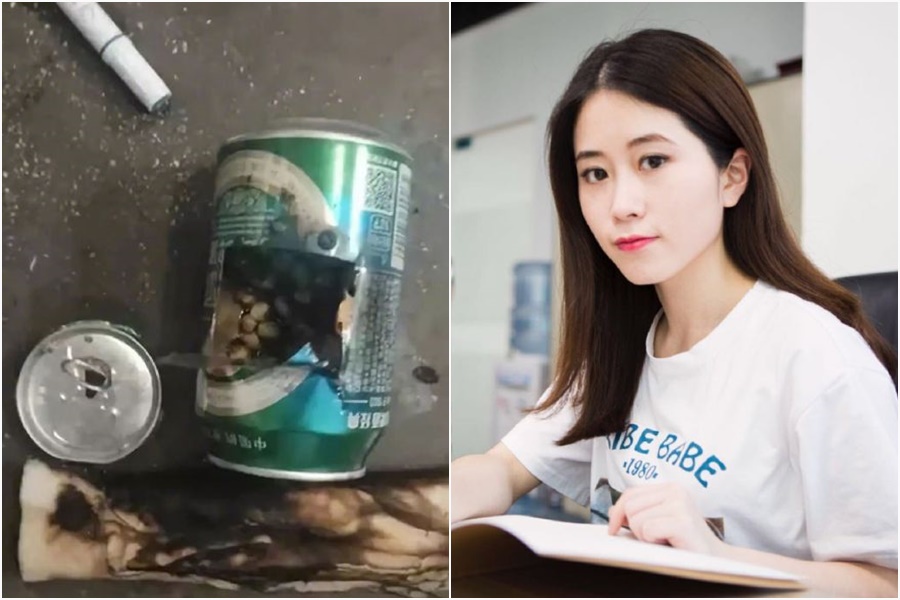 中國有2名女孩模仿「用啤酒罐自製爆米花」致酒精爆炸，美食網紅「辦公室小野」被質疑是錯誤示範的元凶。（翻攝自微博）