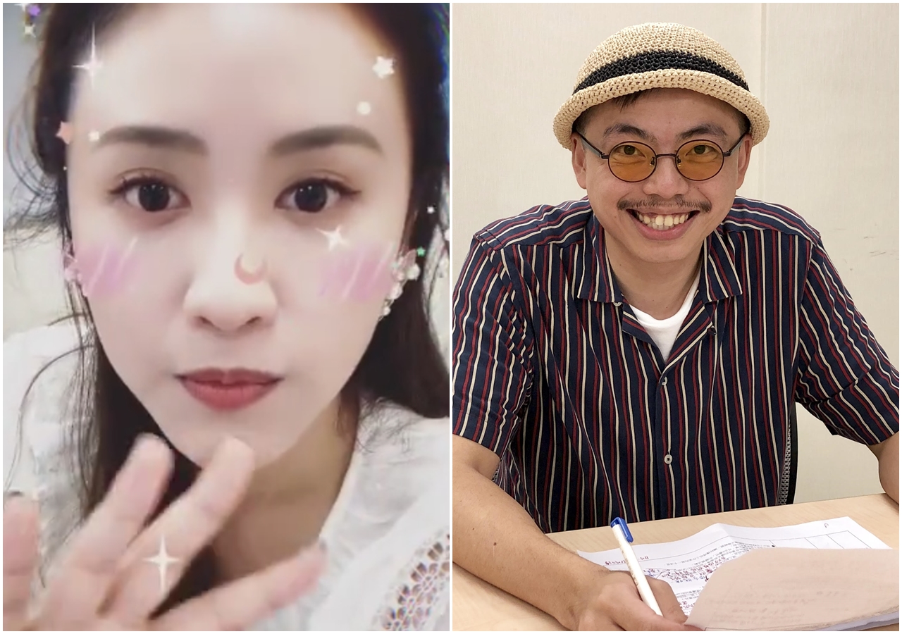 直播前Sandy吳姍儒（左）在IG呼籲粉絲不要錯過精采節目，這回訪問鏡文學旗下國際矚目藝術家Blue藍聖傑 。（翻攝自吳姍儒IG／鏡文學提供）