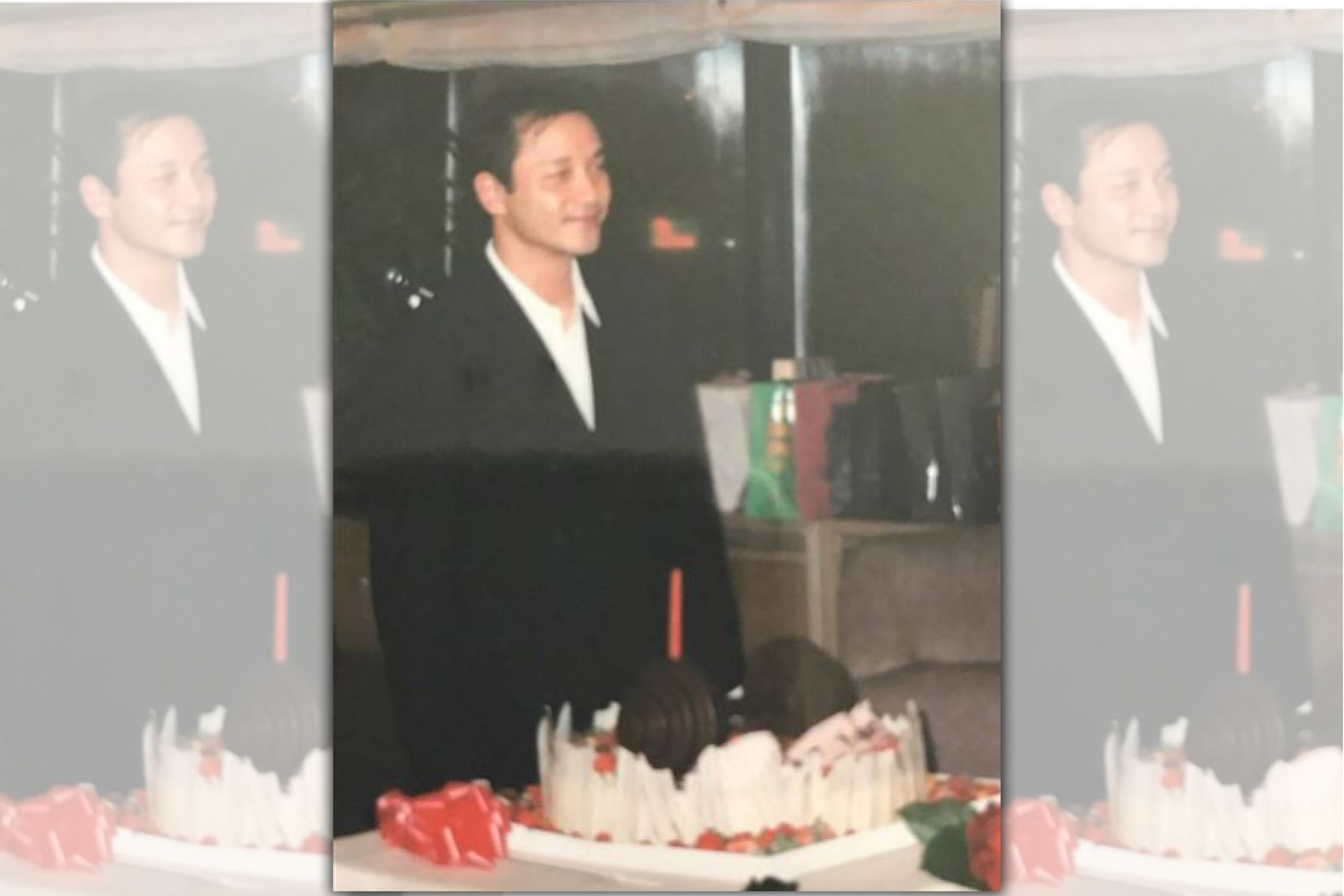 張國榮的生前摯愛唐鶴德在凌晨貼出張國榮身穿黑西裝的照片，祝他生日快樂。（翻攝唐鶴德IG）