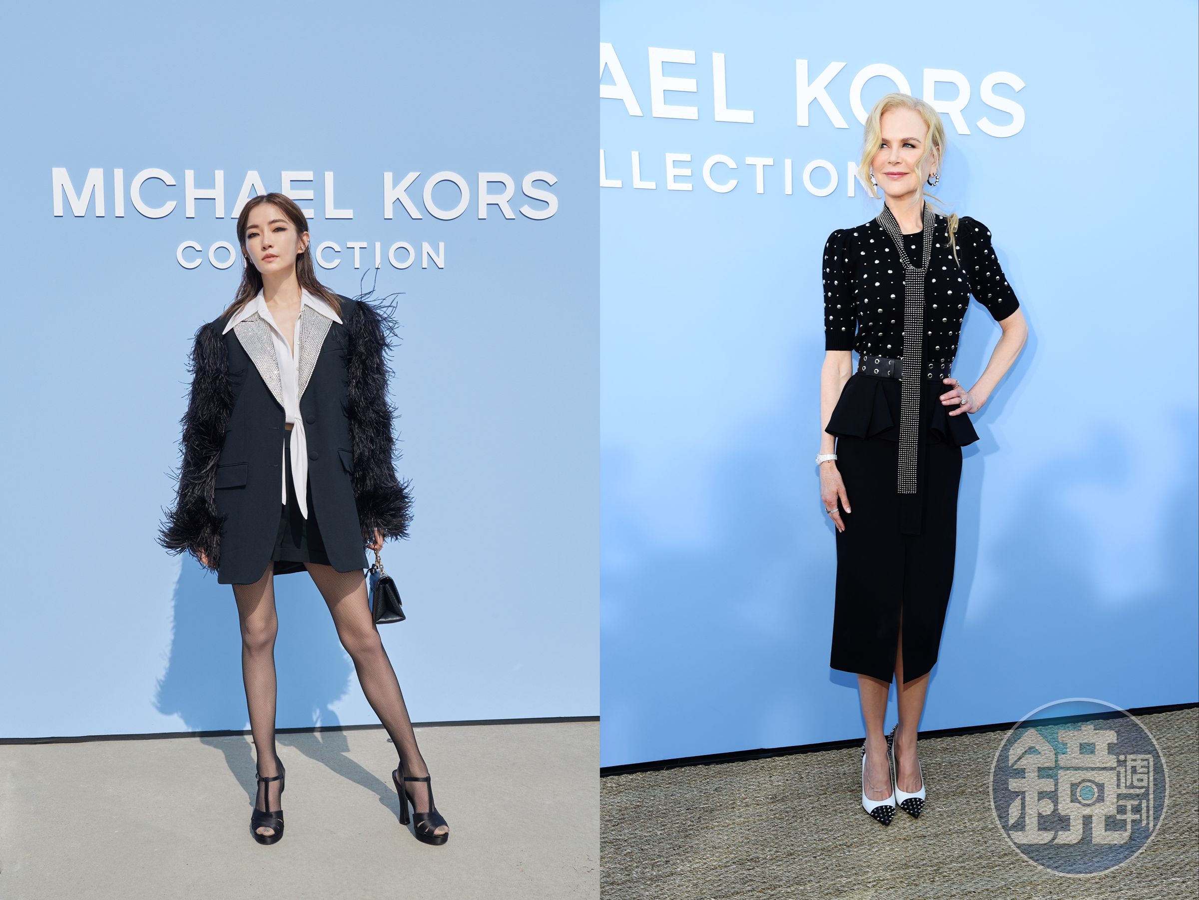 謝金燕與妮可基嫚同場看Michael Kors Collection 2020春季時裝秀，氣勢跟時髦度，都是姊姊謝金燕大勝一籌。（MICHAEL KORS提供）