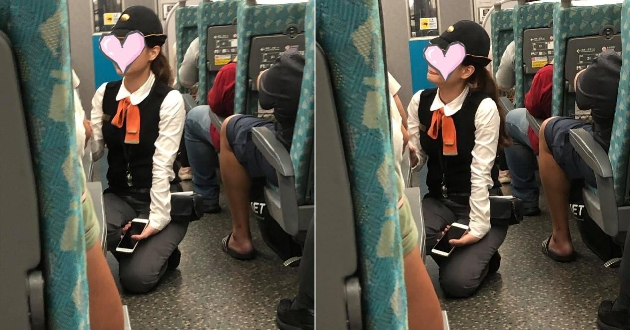 網友分享高鐵上拍到天使列車長。(翻攝自爆廢公社)