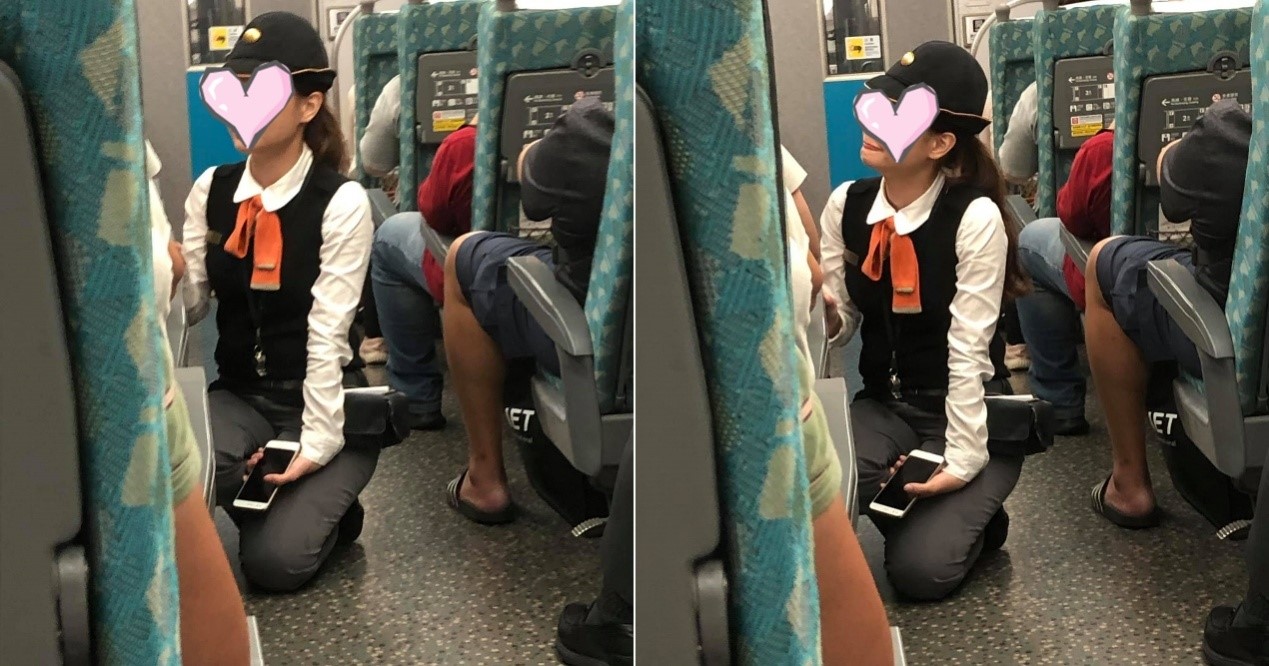 網友分享高鐵上拍到天使列車長。（翻攝自爆廢公社）