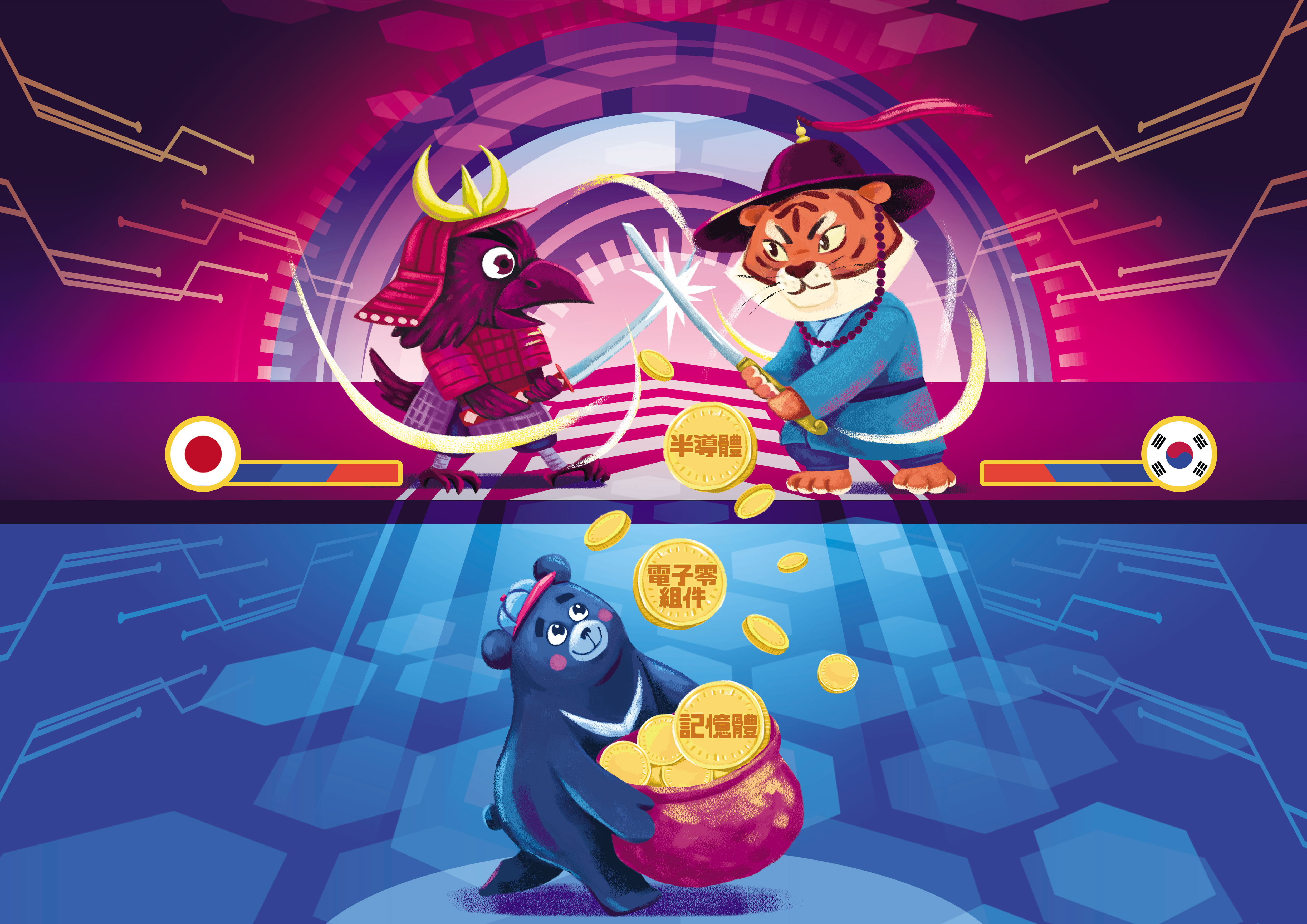 日韓貿易戰從7月延燒至今仍僵持不下，為台灣電子業帶來轉單效應。