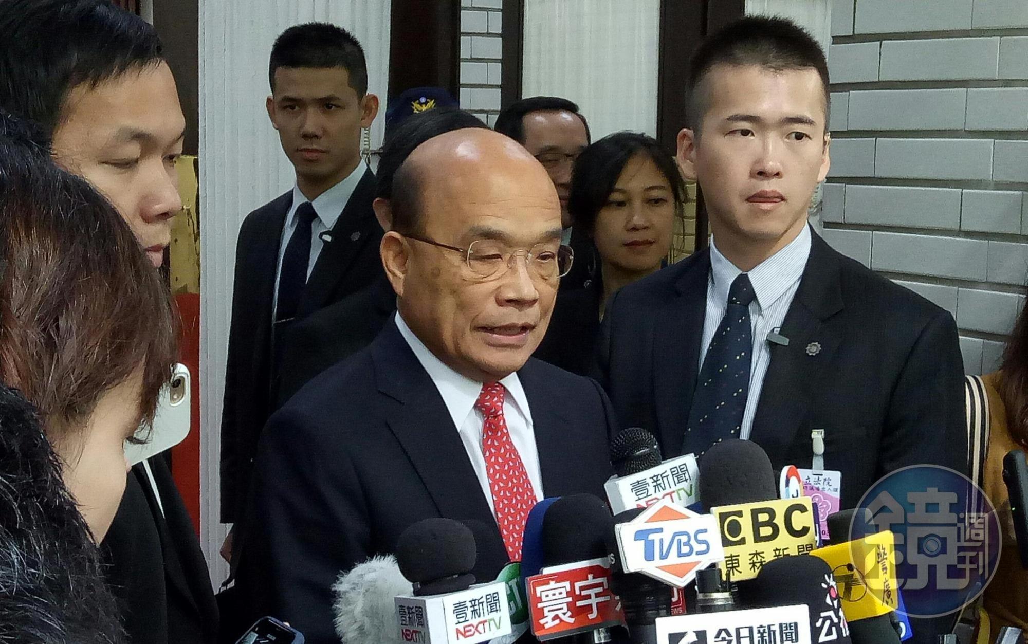 行政院長蘇貞昌呼籲郭台銘加碼投資台灣。