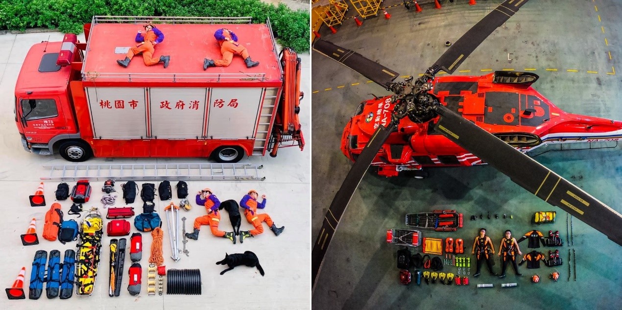 台灣也吹起警消真人開箱文。（翻攝自各公家機關臉書粉絲團）