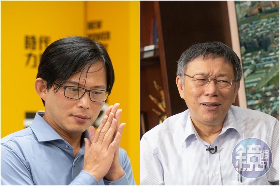 桃園市議員王浩宇爆料黃國昌(左)原本想跳船,私下拜託柯文哲(右),要當民眾黨的不分區。(資料照)