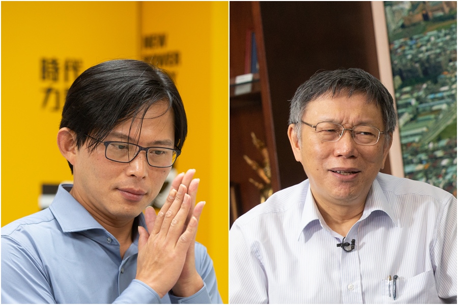 桃園市議員王浩宇爆料黃國昌（左）原本想跳船，私下拜託柯文哲（右），要當民眾黨的不分區。（資料照）