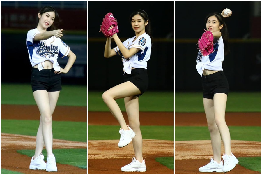 全球城市小姐台灣賽區選美冠軍17歲的柯純心，18日擔任統一對戰Lamigo的賽前開球嘉賓。（翻攝自柯純心臉書粉絲團）