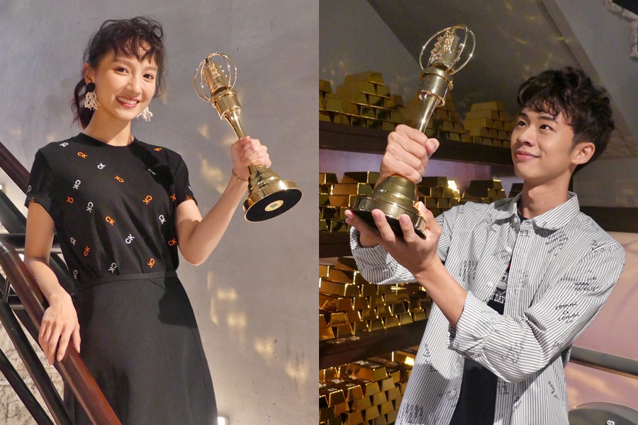《日據時代的十種生存法則》演員吳政迪（右）、張寗入圍金鐘男主角、女配角獎，今電視台舉辦茶敘預祝2人獲獎。（客家電視提供）