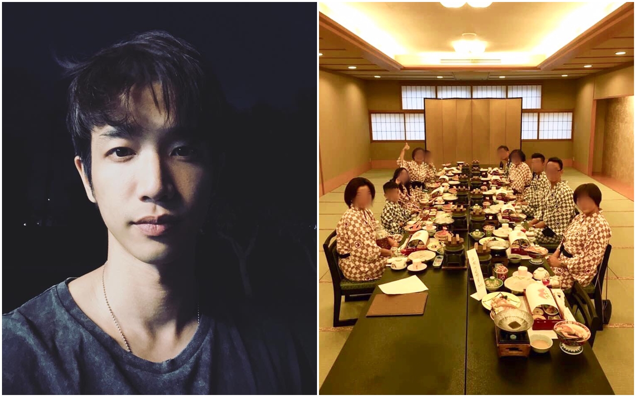 劉以豪遭媒體誤傳與洪姓經紀人一家十口同遊北海道，洪姓經紀人弟弟拿出家族旅遊照澄清報導不實。（翻攝自劉以豪臉書／洪姓經紀人弟弟提供）